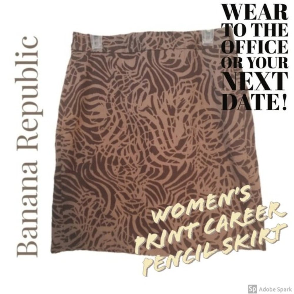 Banana Republic Print Career Pencil Skirt Sz 0
